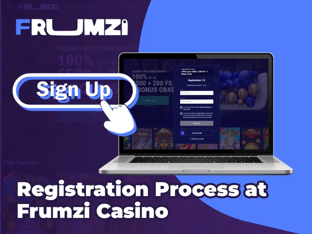 Processus d'inscription sur Frumzi Casino